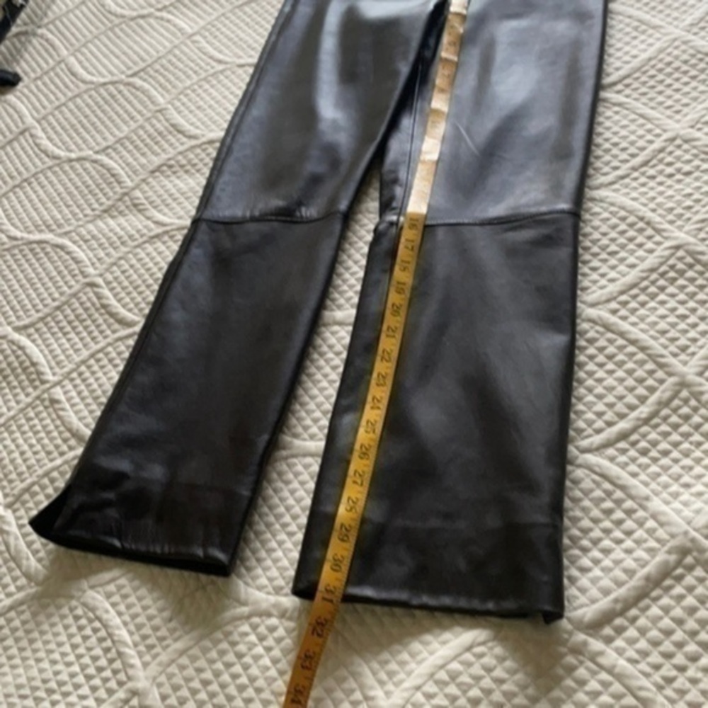 ST. JOHN 100% real leather pants size 4 brown hi waist - Picture 9 of 16